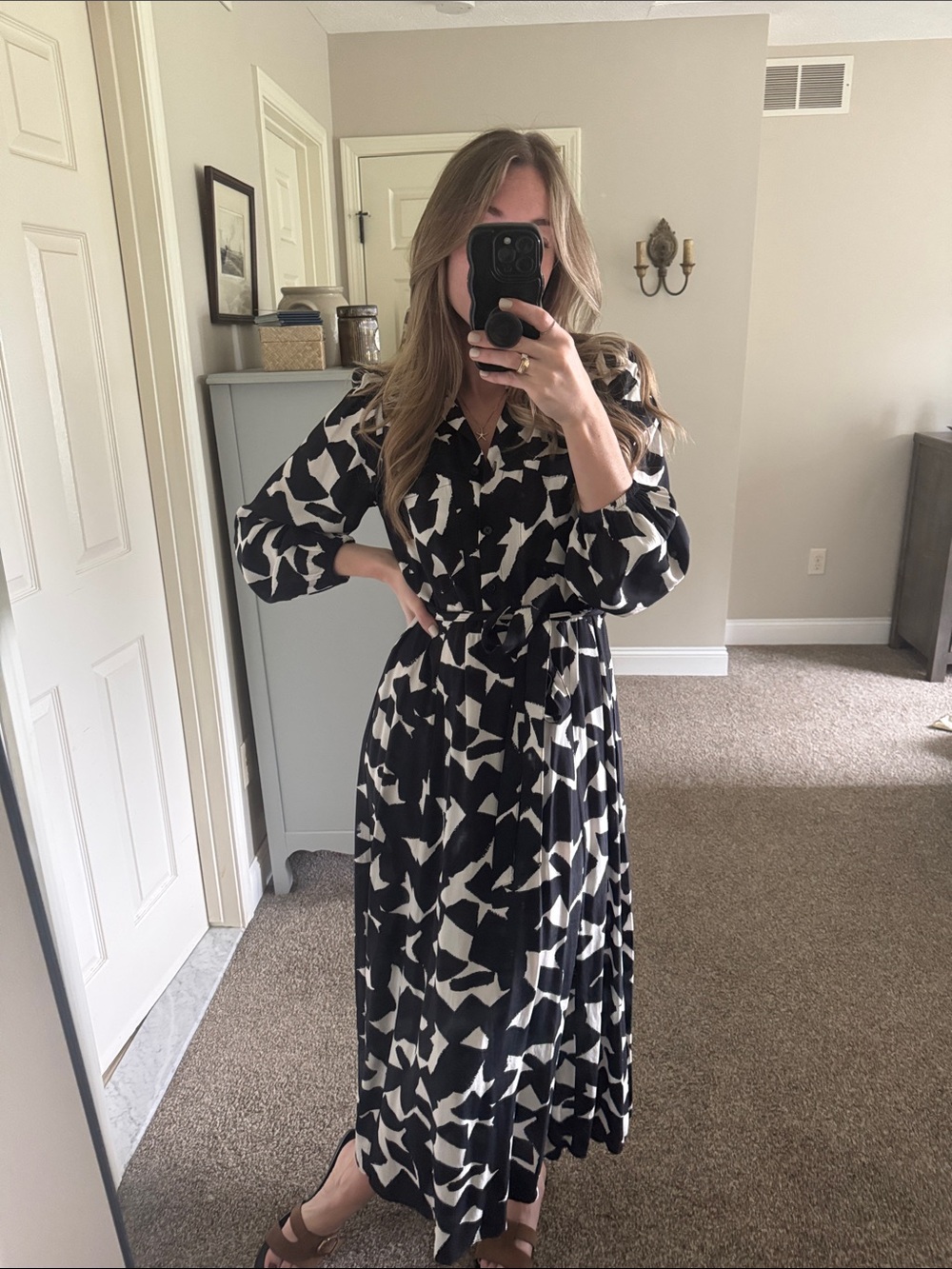 Zara Black and White Patterned Dress